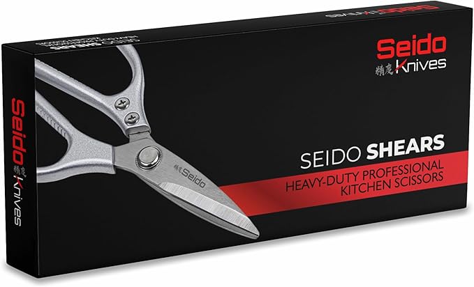 Seido Knives Stainless Steel Kitchen Scissors | Multi-Purpose Shears for Meat, Poultry, and BBQ - Rust-Proof, Dishwasher Safe, Professional-Grade Cooking Shears | Easy-Cleaning Powerhouse Tool