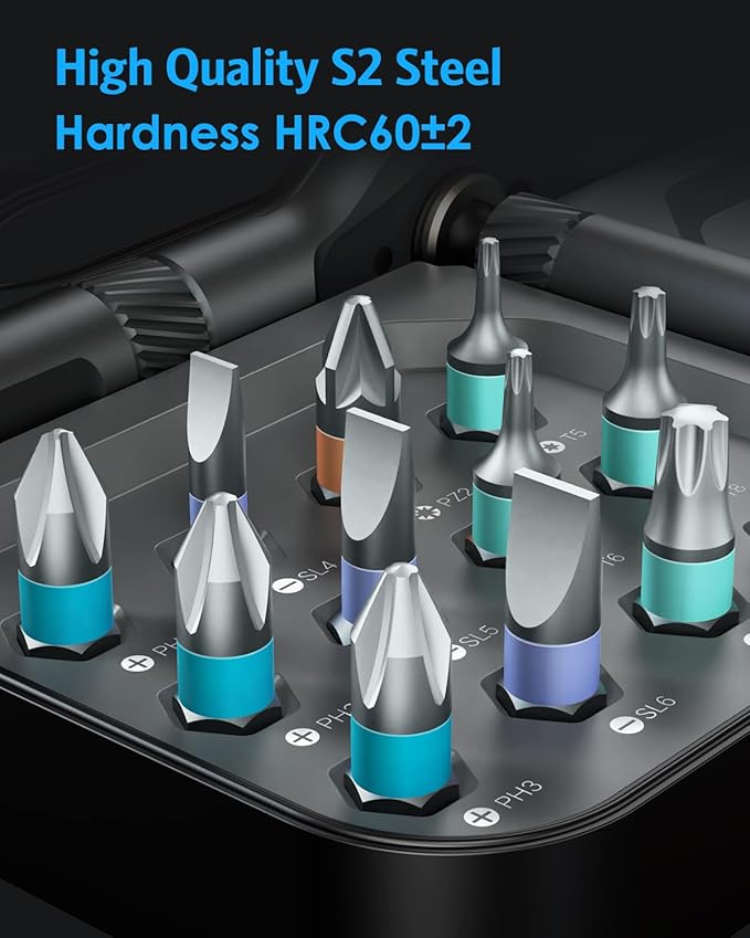 24 in 1 Magnetic Screwdriver Set, Mini Ratchet Screwdriver Set, Precision Repair Tool Kit with DIY Detachable Ratchet Handle, Multi Bit 24 in 1 DIY Screwdriver Kit for Christmas Gifts