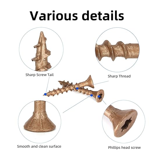 Deck Screws #8 x 1-1/4?쇺? T25 Star Torx Drive Flat Head Wood Screws, Brown, 5lb