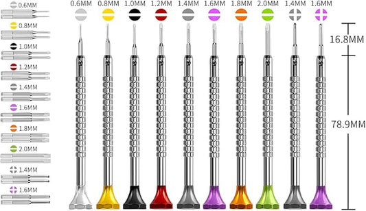 10 pcs Precision Slotted And Phillips Watch Screwdriver Set Different Sizes With 20 Extra Replace Blades Watchmaker Screwdriver Set for Watch,Jewelry,Eyeglass