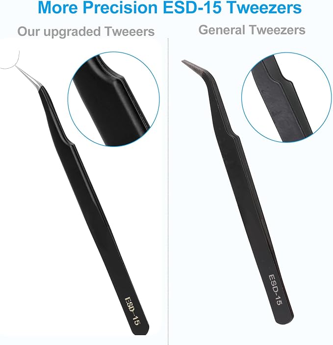 YHYZ 3PCS Precision Tweezers Set, Premium Stainless Steel Anti-Static ESD Tweezes, Suitable for Tweezers, for Craft, Electronic, Soldering, Model, Hobby, Jewelry Making Laboratory