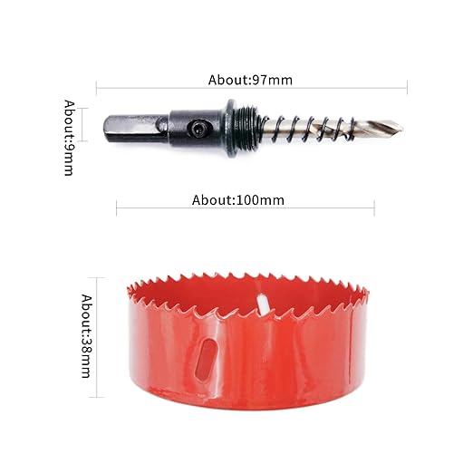 Hole Saw Drill Bit LAIWEI HSS Hole Cutter with Arbor for Wood,PVC Board and Plasterboard(3-15/16"(100mm Hole Saw))