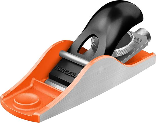 JORGENSEN 5-1/4" Wood Planer, Hand Planer for Woodworking, Low Angle Block Plane, Small Hand Plane for Detail Trimming, Wood Planing, Craft - Professional Ductile Iron Body, Adjustable Cutting Depth