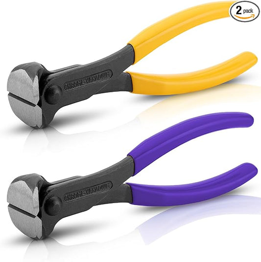 Bates- Nail Puller, 7 Inch, 2 Pack, Yellow and Purple, Nail Remover Tool, Cutting Pliers, Carpenter Tools, Staple Puller, End Cutting Pliers