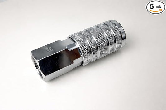 Airboss/US Tool System 100-1-1184, Steel Air Fittings Coupler, Flow Size 1/2", Threads Size 1/2", Industrial M-Type, NPT-Female, Max Pressure 300 PSI.