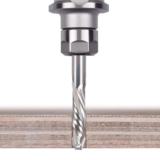 HOZLY Carbide Compression Router Bit Up&Down End Mills 1/8 inch Shank with 1/8 inch Cutter for CNC Mill Machine Wookwork 3D Profile Detail Engraver Carving Pack of 10