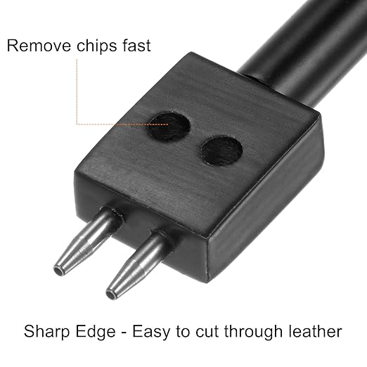 uxcell 2 Prong Leather Prong Punch Tool 6mm Steel Prong Row Round Hole Stitching Chisel for Leather Craft