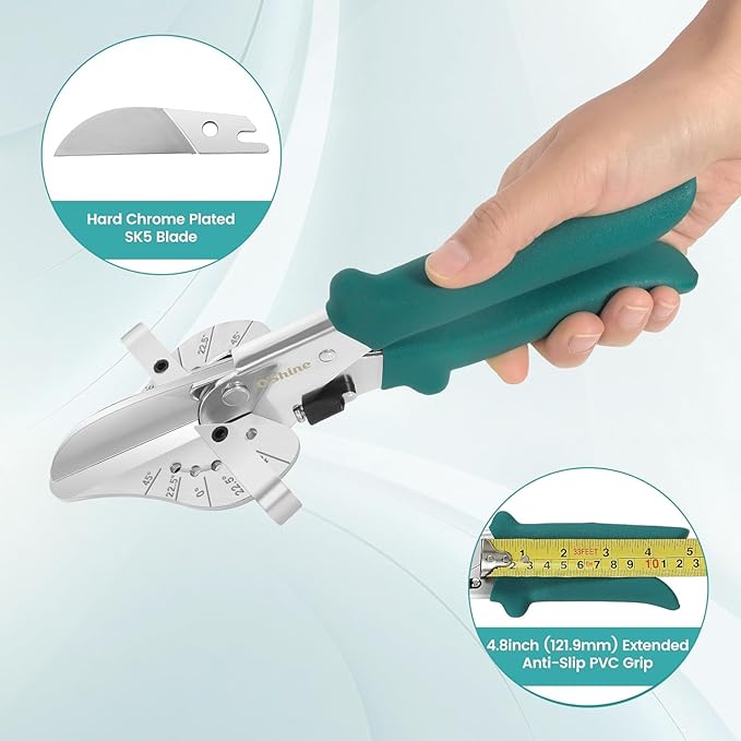 O?셎hine 22.5 Degree Long Handle Miter Shears For Angular Cutting Molding Wood Crafting, Quarter Round Cutting Tool Shoe Molding Cutters, Multi Angle Trim Cutter Hand Tool, w/ 1pc Extra Blade