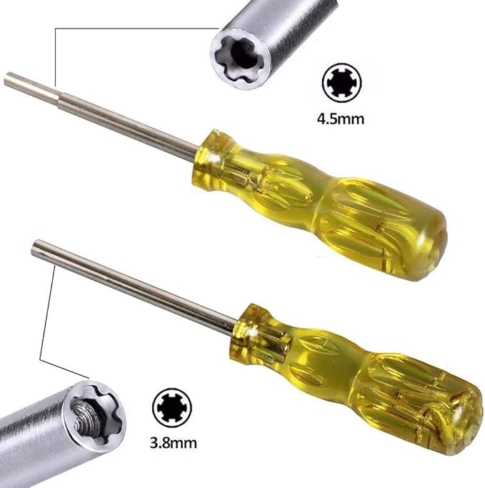 Gamebit Screwdriver Set, 3.8mm and 4.5mm Security Screwdriver Bits for Opening Nintendo, Sega Consoles and Game Cartridges - Trensparent Yellow