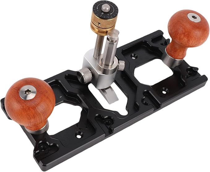 Marhynchus Router Plane Woodworking Tool Hand Plane for Grooves Mortises and Slots with 360 Rotating Comfortable Wooden Handle Adjustable Depth