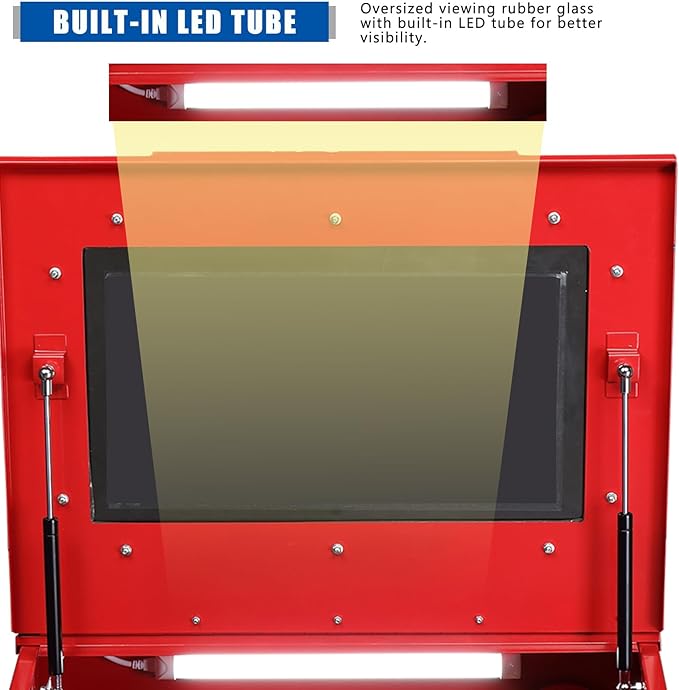 40 Gallon Bench Top Air Sandblasting,Heavy Duty Steel Cabinet Sandblaster Abrasive Blast with Gun and 4 x Nozzles Air Compressor Delivery 60-125PSI/6-25CFM for Rust Removal, Stain, Paint