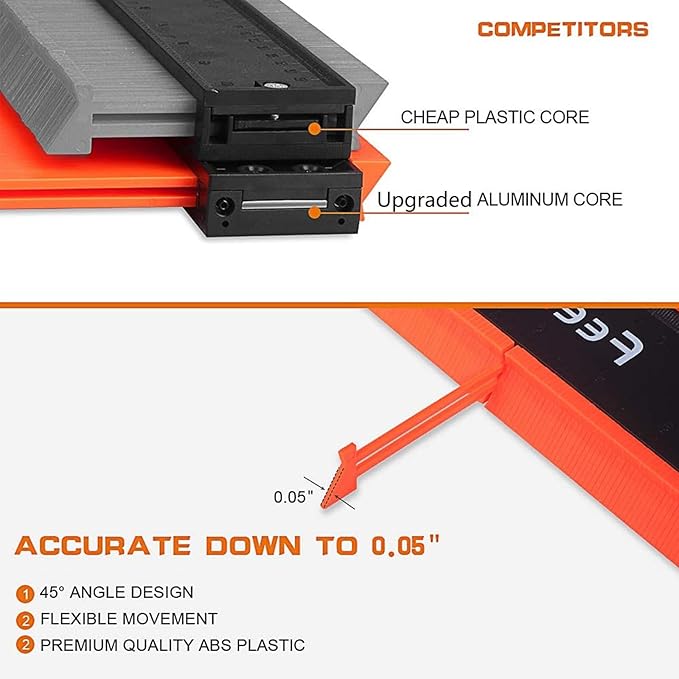Feeke Contour Gauge (12+5 Inch) with Lock Profile Tool, Christmas Gifts for Men Dad Husband Him Super Contour Shape Duplicator Men Gifts Woodworking Tools Construction Outline Angle Measuring Tool