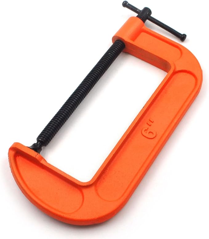(4 PACK) C Clamps Set 6 Inch Heavy Duty Steel Iron Alloy Versatile G-Clamps, Orange