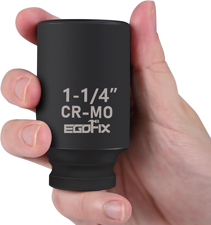 1/2" Drive Deep Impact Socket, 1-1/4 Inch SAE Socket, Heat-Treated CR-MO Anti-Rounding 6 Point for Easy Removal of Axle Nut