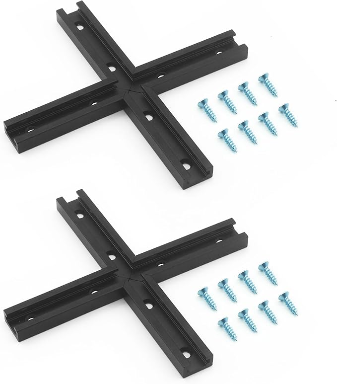 Bikykose 3'' T Tracks for Woodworking Intersection Kit 2 Set, Double-Cut Jig Profile Universal T-Tracks with Predrilled Mounting Holes竊똖 Track Accessories for Jigs and Fixtures