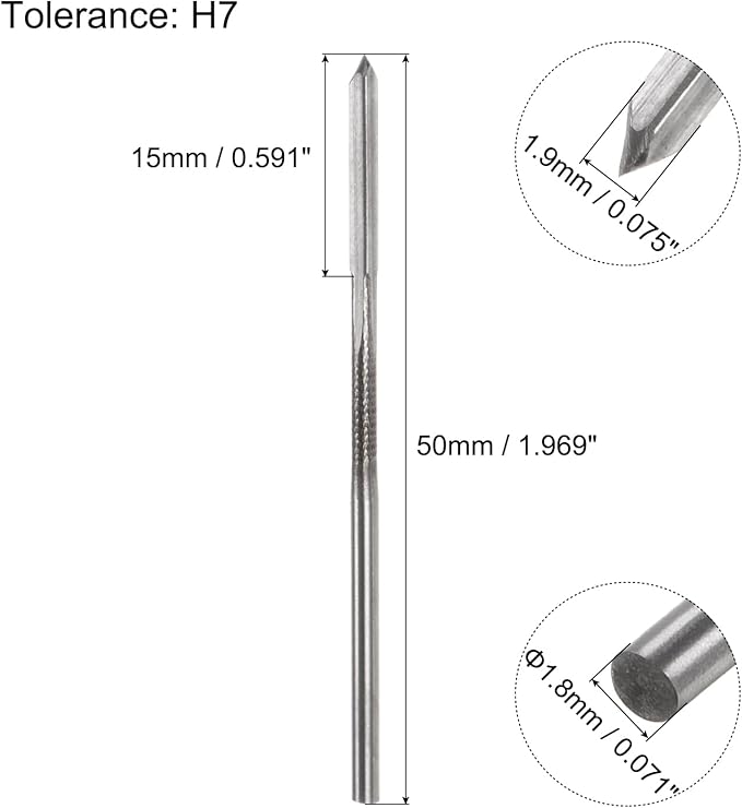 uxcell Chucking Reamers, 1.9mm H7 Metric Machine Reamer Drill Bit for Metal Wood Hole Reaming, Straight Flute High Speed Steel Tool