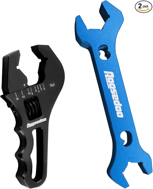 Adjustable AN Wrench AN Fittings Spanner 3AN-16AN Lightweight Aluminum Hex Jaws Small Black. With a Double Hose End Fitting Wrench 6AN Socket-AN8 B-nut Blue