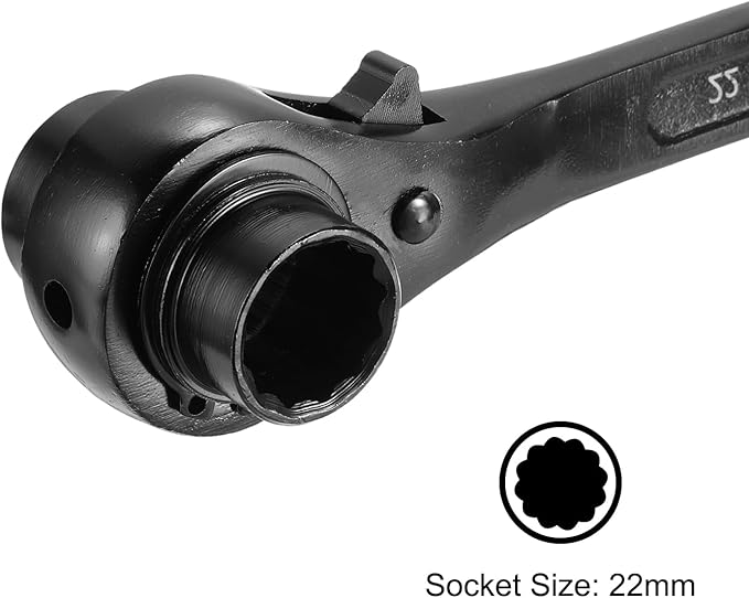 uxcell 22 x 24mm 12-Point Scaffold Podger Ratchet Spanner Ratcheting Socket Wrench Tool (Black) 2pcs