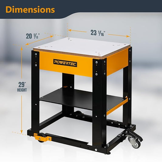 POWERTEC Tool Stand with Wheels, Casters & Melamine MDF Table Top, Power Tool Stand for Miter Saw, Drill Press, Belt Sander, Bench Grinder, Band Saw, Scroll Saw, Planer (UT1008V)