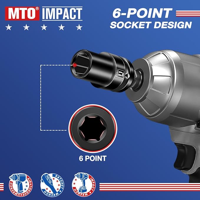 MTO 1/2" Drive 11mm Shallow Impact Socket, 6-Point Metric Socket for Automotive Maintaince, CR-V Steel Meets ANSI Standards