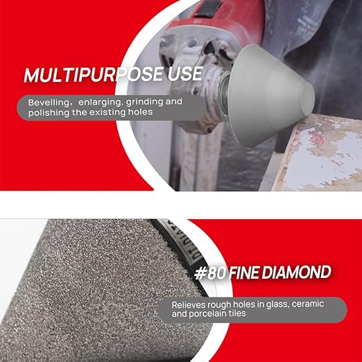 DT-DIATOOL Diamond Beveling Chamfer Bits for Granite Marble Tiles Existing Holes Enlarging Polishing Shaping Size of 0 to 2 Inch Pack of 2