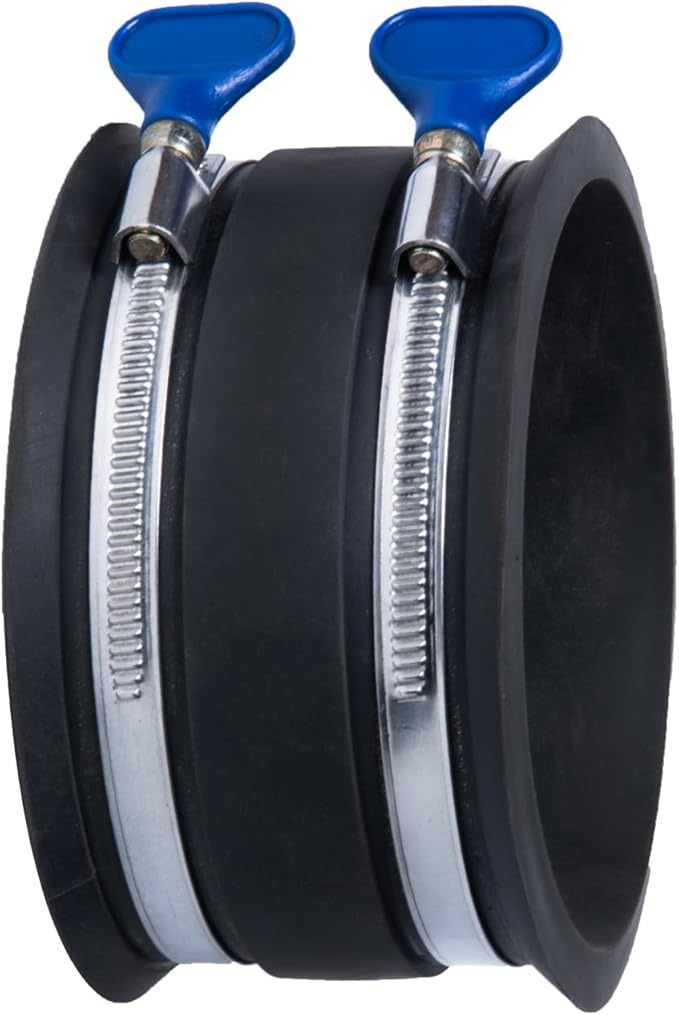 POWERTEC 70369 4 Inch Dust Control Flex Cuff with Adjustable Key Hose Clamps, Hose Connector Rubber Cuff Coupler for Woodworking Dust Collection Fittings, Dust Collector Accessories & Machinery, 1pk