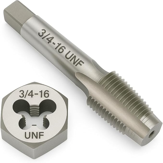 Yamesh 3/4"-16 Thread Tap and Die Set HSS Tap with GCr15 Alloy Steel Hex Die Right Hand Thread Repair Tool for Metalworking and Machinery
