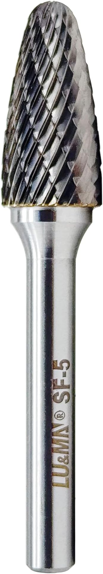 SF-5 Tungsten Carbide Burr Tree Shape Radius End Double Cut Rotary Burr File (1/2??Cutter Dia X 1?쒬utter Length) with 1/4'' Shank, by LU&MN