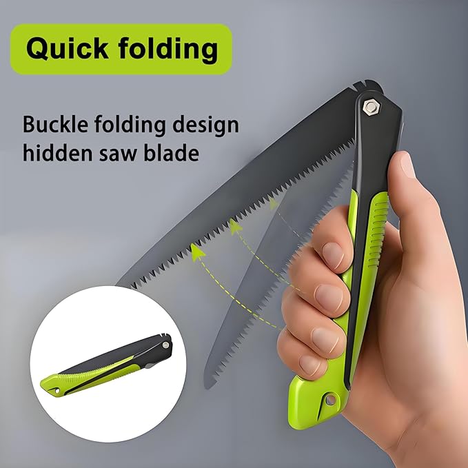Folding Camp Saw for Cutting Branches, 9" Straight Blade | SK5 Steel Hand Saw, Ergonomic Handle, One-Hand Use, Secure Lock | Foldable Wood Pruning Tool for Camping, Gardening, Survival, Outdoors