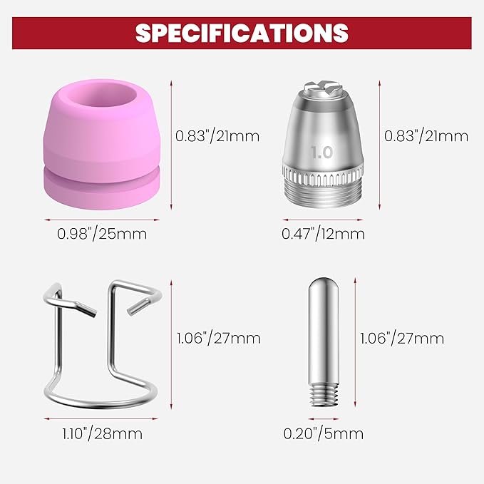 bestarc AG60P Plasma Cutter Torch Consumables, 50Pcs Cutting Torch Tip Nozzles Kit with Suitcase, For AG60 WSD60 AG60P and BTC500DP