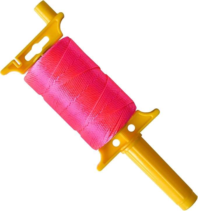 Mason Line String Line,Reloadable Line Reel,600 Ft Length Nylon Twine,Nylon String for Gardening Or Masonry Tools,Twine String for Gardening,Pink