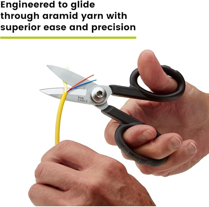 TRUE CABLE Kevlar Shear Scissors, 5.50", Industrial Grade High Carbon Steel, Fiber Optic Cable Cutter for Kevlar, Dyneema, Technora, Carbon Fiber, Fiberglass
