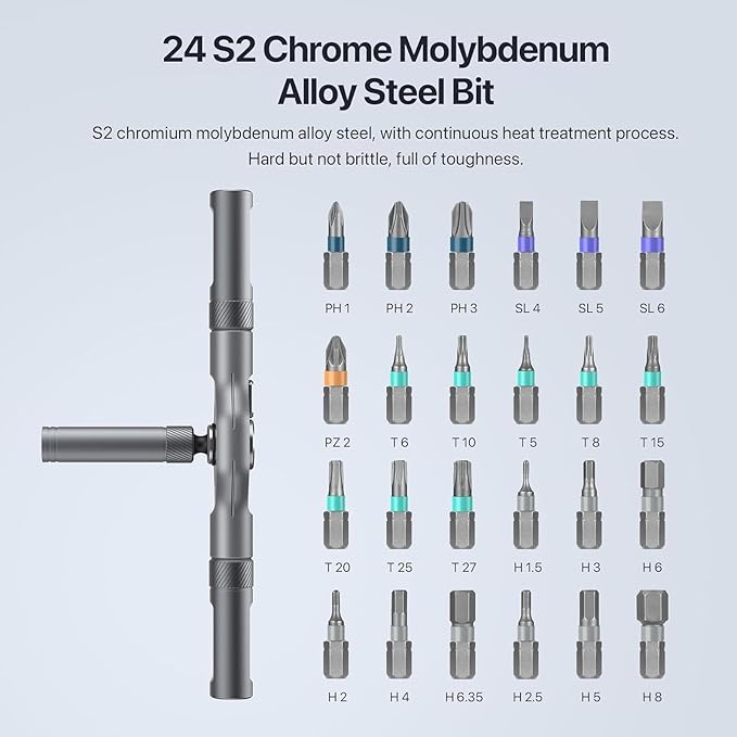 24 in 1 Magnetic Screwdriver Set, Ratchet Screwdriver Set, Multi Bit Magnetic Drive Sets with Detachable Ratchet Handle, Precision Screwdriver Sets for Furniture, Computer, Bicycle Repair