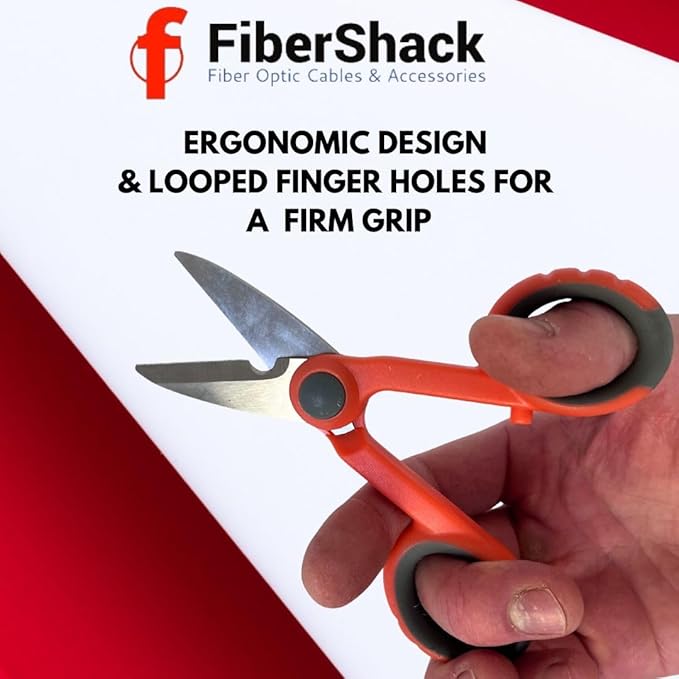 FiberShack - Fiber Optic Kevlar Scissors - Kevlar Shears for Precision Cutting of Fiber Optic Cable Jackets - Premium Network Scissors for a reliable addition to your Optical splicing tools kit