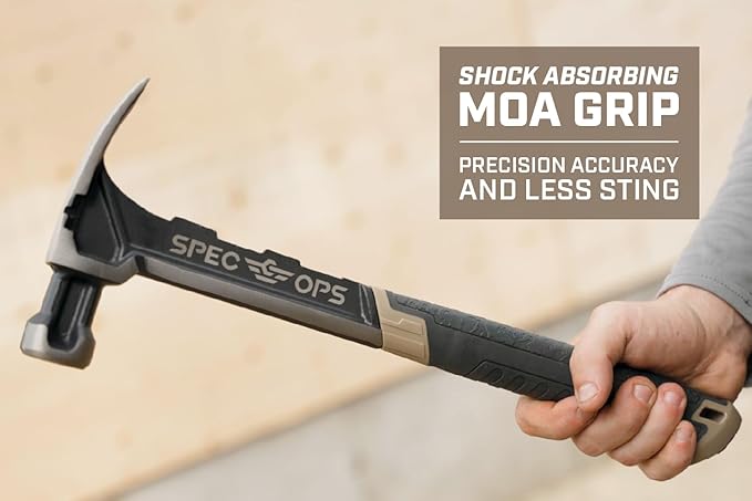 Spec Ops Tools Nailing Hammer, 16 oz, Rip Claw, Smooth Face, Shock-Absorbing Grip, 3% Donated to Veterans