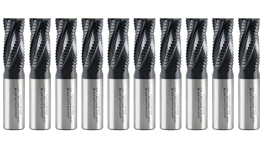 Accusize Industrial Tools 6-Pc 3/4" Dia, M42 8% Cobalt TiAlN Roughing End Mill Set, 3/4" Shk Dia, 1-5/8" Flt Length, 3-3/4" Oal, 4 Flute, Coarse Tooth, 1102-0034x6