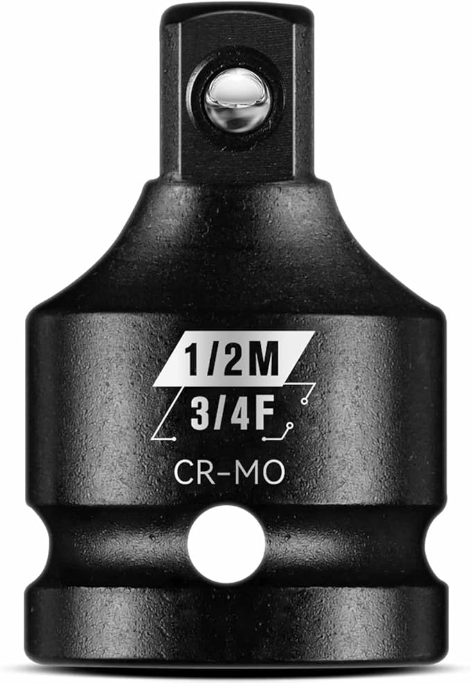 BLACKROBOT 3/4?쒯 To 1/2?쒶 Impact Socket Adapter, Cr-Mo Steel Exceeds ANSI Standards, Square Drive Reducer for Impact Driver Wrench