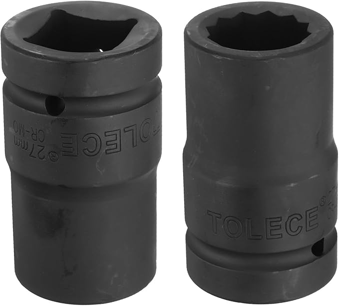 uxcell 1" Drive 27mm 12-Point Impact Socket, CR-MO Steel 80mm Length, Standard Metric Sizes