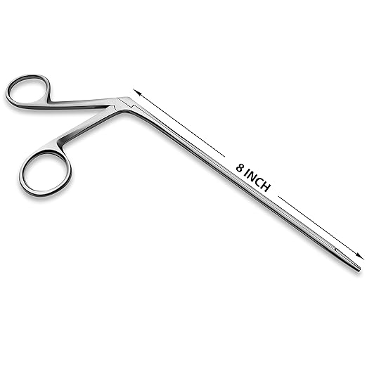 Precise ENT Procedures with Alligator Ear Forceps - Curved Jaw Design, Non-Slip Grip Handle, Fine-Tip, Reusable and Easy to Clean - 8 Inches