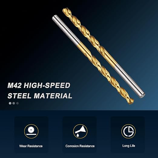 PATIKIL 4mm Drill Bit, M42 8% Cobalt High-Speed Steel Jobber Straight Shank 135° Titanium Nitride (TiN) Coated for Hard Metal Stainless Steel - 6 Pack