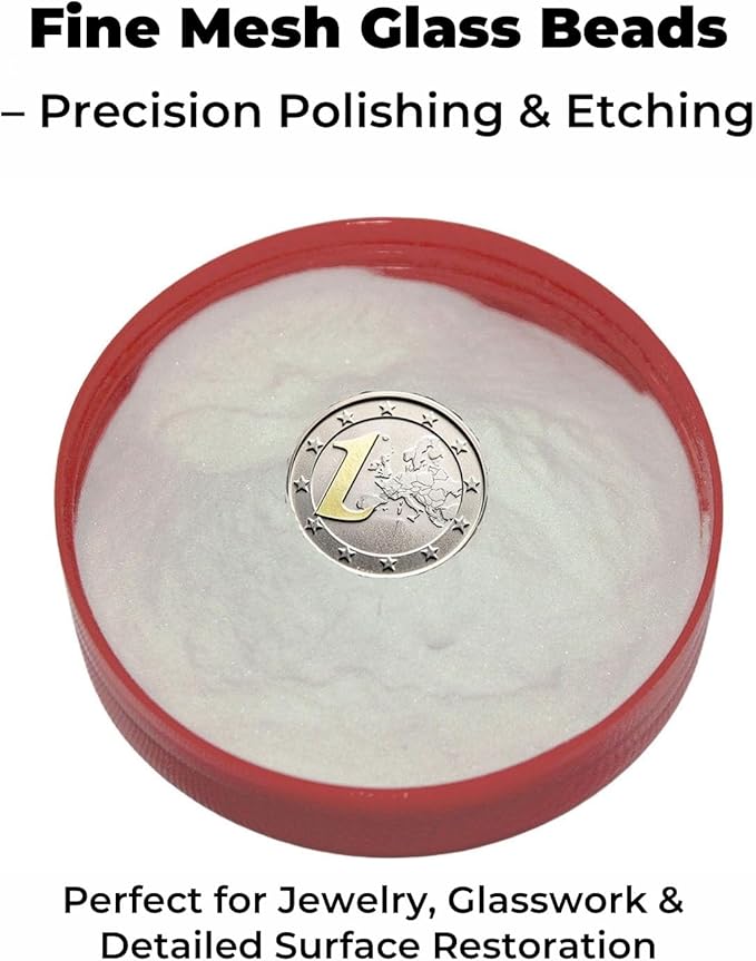 Glass Bead Media for Sandblasting ??8LB Non-Silica Reusable Blasting Abrasive for Rust Removal & Surface Finishing ??Multiple Mesh Options (# 7 (60~80Mesh))