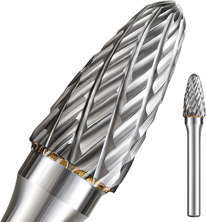 1/4 Carbide Burr Set 1/4 Shank w/Big Beech Holder Die Grinder Bits Drill Bits Grinding Bits for Metal Rotary Tool Attachment Accessories Rasp Weld Wood Stone for Milwaukee Dewalt, FO-4