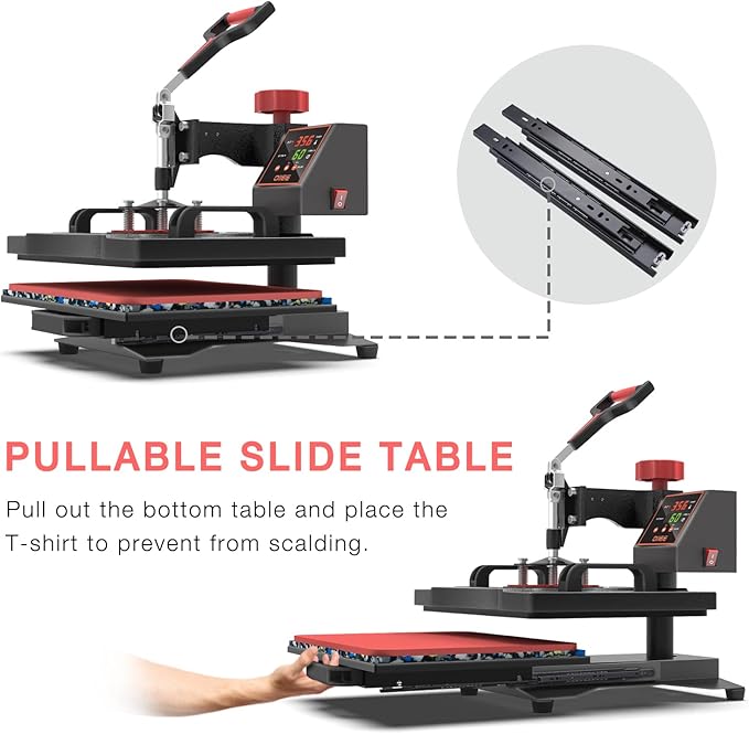 OIIEE Heat Press Machine 5 in 1 Combo Heat Press 12 x 15 Inch Heat Transfer Machine 360-Degree Swing Away Digital Shirt Printing Multifunction Heat Transfer Sublimation for T Shirts Mugs Hat Plate Cap