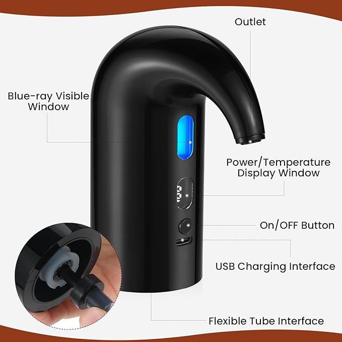 Electric Wine Aerator, Decanter & Dispenser ??USB Rechargeable, Gift for Christmas, Housewarming, Birthday, Wedding, Anniversary, and Retirement, Ideal for Wine Lovers, Men and Women