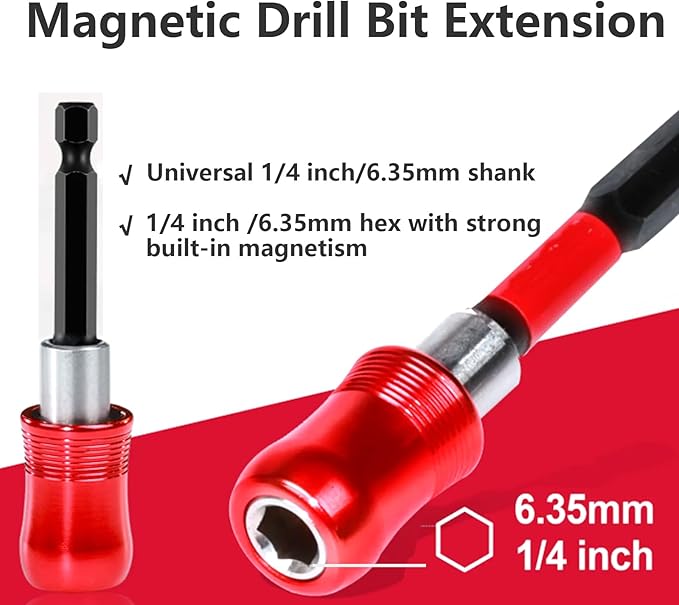 Greywolf Impact Driver Bit Set, 40 Piece 1/4" Impact Driver Bit Set, S2 Magnetic Magnetic S2 Steel Phillips/Slotted/Square/Torx Driver Bits with Retractable Bit Holder and Magnetic Nut Driver