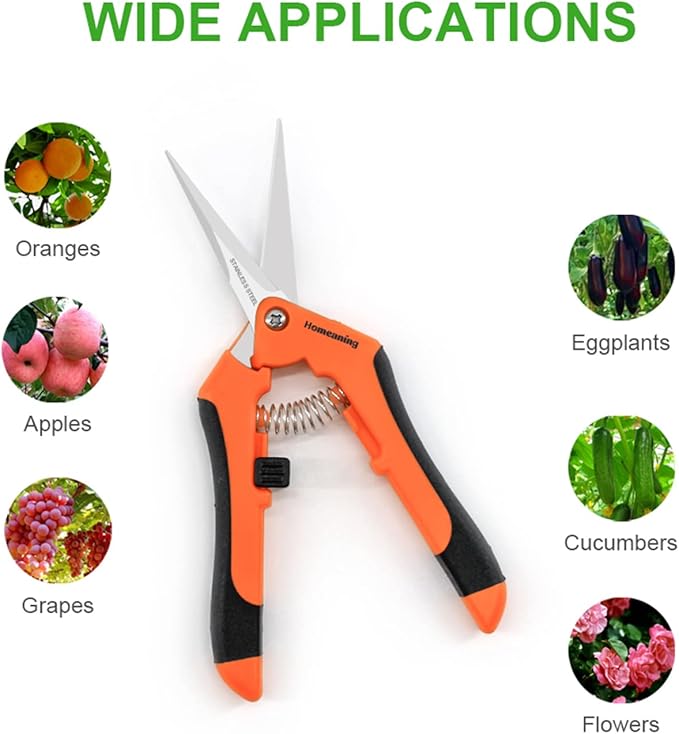 3 Packs Garden Pruning Shears with Straight Blades Trimming Scissors, Gardening Hand Pruning Snips Titanium Coated Precision Bonsai Pruning Shears, Convenient Flower Cutters (Orange)