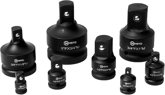 8-PC Impact Socket Adapter Set | Cr-Mo Steel | Impact Driver & Wrench Conversion Kit | Impact Socket Adapters with Ball Detent for Industrial Rotation