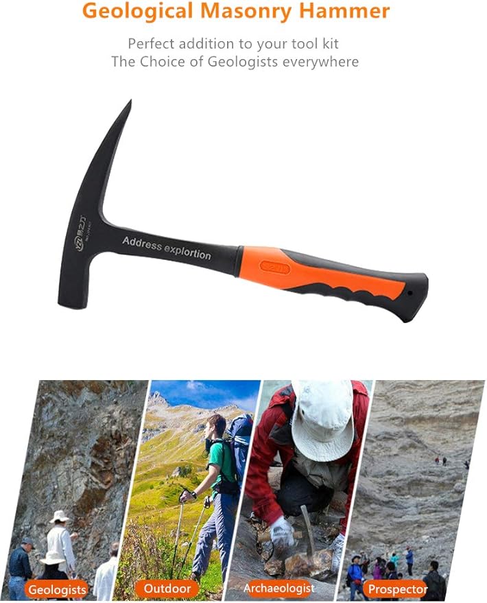 Rock Pick - 28 oz Geological Hammer with Pointed Tip-Masonry Hammer-081624