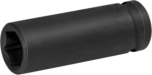 Jetech 1/2-Inch Drive 18mm Deep Impact Socket with 6-Point Design, Heat-Treated Chrome Molybdenum Alloy Steel, Metric