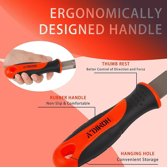 3-Piece 8-Inch Professional File Set, High Carbon Steel Metal Files with Flat/Half-Round/Round Shapes, Ideal for Metal, Wood, Plastic & DIY Projects